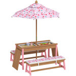 Table pique - nique enfant avec bancs - aiyaplay - coussins, parasol pliable, bo�tes de rangement amovibles ...