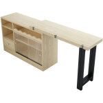 Table pliable extensible avec rangement, table moderne pivotante � 360�, naturelle et noire