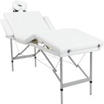 Table pliable de massage blanc crme 4 zones au cadre aluminium