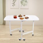Table pliante carr�e - 120 x 80 x 75 cm - table de camping pliable portable avec 6 roulettes - table ...