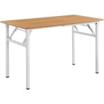 Table pliante cuisine  manger hauteur rglable pour 4 personnes 120 cm htre et blanc
