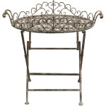 Biscottini - table pliante en fer forgé finition rouille patinée diam. 72x65 cm Biscottini - table pliante en fer forgé finition rouille patinée diam. 72x65 cm