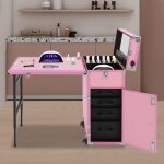 Table pliante multifonctionnelle avec trousse � maquillage, table � manucure mobile, chariot de beaut�, ...