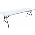 Table pliante pliable en valise en r�sine blanche, structure en fer, 240x70x74 cm