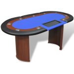 Table de poker pour 10 joueurs avec espace de croupier bleu vidaxl