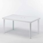 Table en polyrotin rectangulaire 150x90 pour jardin terrasse bar restaurant grand soleil boheme - blanc ...