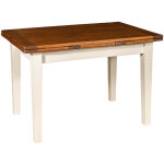 Biscottini - table � rallonge champ�tre en bois massif de tilleul avec structure antique blanche et plateau ...