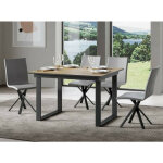 Table rectangulaire extensible 4 � 6 personnes l 120 � 180 cm bois clair et m�tal anthracite banzy