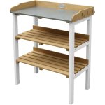 Table de rempotage avec �tag�re de rangement en marron & blanc table de plantation en bois pour l'exterieur ...