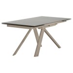Meubletmoi - table de repas extensible 160  240 cm taupe en verre - cassandra