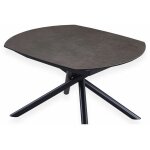 Table de repas extensible mikado plateau cramique gris coll sur verre tremp, pitement en mtal noir ...