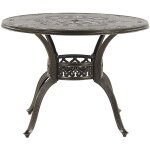 Table de repas de jardin 100 cm en aluminium effet vieilli marron reflets dors trs dcorative pour ...