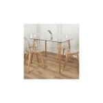 The home deco factory - table  manger 115x75x75 cm en verre et mtal naturel - masita
