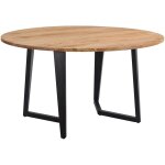 Rendez - vous d�co - table ronde 6 personnes en bois d'acacia et m�tal 140 cm - moorea