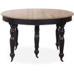 Table ronde extensible en bois massif lavandou noir Table ronde extensible en bois massif lavandou noir
