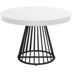 Cotecosy - table ronde extensible grivery blanc pieds noir