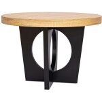 Cotecosy - table ronde extensible kalipso chêne clair et noir - bois / noir Cotecosy - table ronde extensible kalipso chêne clair et noir - bois / noir