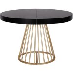 Table ronde extensible soare noir pieds or Table ronde extensible soare noir pieds or