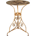 Biscottini - table ronde en finition cr�me antique en fer forg�