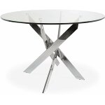 Intensedeco - table ronde en verre et pied chrom sofia