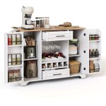 Table roulante de cuisine avec plan de travail rabattable, �lot de cuisine sur roulettes, 120x45 / 70x92cm, ...