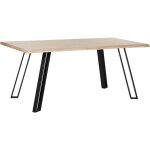 Beliani - table de salle � manger 160 x 90 cm plateau effet bois clair naturel et pieds en m�tal noir ...