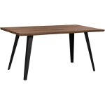 Table de salle � manger 160 x 90 cm plateau effet bois fonc� naturel et pieds en m�tal noir design industriel ...