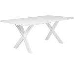 Table de salle � manger 180 x 100 cm en mdf et bois blanc pour 6 personnes lisala