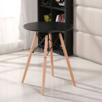 Skecten - table salle  manger pour 2 - 4 personnes, look scandinave, cuisine, ronde, noir, pieds en ...