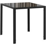 Table de salle � manger 4 personnes en verre tremp� noir, avec structure en acier, dimensions 75x75 cm, ...