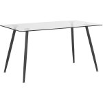 Beliani - table de salle  manger design 140 x 80 cm plateau en verre de scurit et pieds mtalliques ...