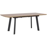 Table de salle à manger extensible effet bois foncé avec piétement noir 160 / 200 x 90 cm pour 8 personnes ... Table de salle à manger extensible effet bois foncé avec piétement noir 160 / 200 x 90 cm pour 8 personnes ...