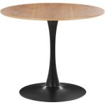 Beliani ? table de salle � manger ronde 90 cm ? bois clair mdf ? base en m�tal ? 4 places ? hauteur 74 ...