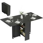 Table de salle � manger pliante, table escamotable pour 6 personnes avec plateau et roues, bureau et ...