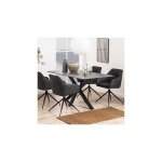 Hellin - table  manger 160x90x75, 5 cm plateau en cramique noire - buggio