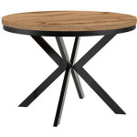 Table de salle � manger ronde extensible endik avec cerclage m�tallique, diam�tre : 120 / 220 cm, couleur ...