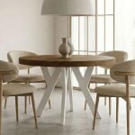 Table de salle � manger ronde extensible pero, style loft, scandinave, diam�tre : 120 / 220 cm, couleur ...