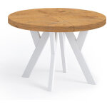 Table de salle � manger ronde extensible, pero, style loft, scandinave, diam�tre : 90 / 140 cm, couleur ...