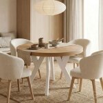 Table de salle � manger ronde extensible pero, style loft, scandinave, diam�tre : 90 / 140 cm, couleur ...