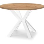 Table de salle � manger ronde extensible ral avec pieds en bois, style loft, industriel, diam�tre : 90 ...