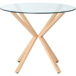 Beliani - table de salle à manger ronde scandinave plateau en verre trempé ø 90 cm bois clair altura Beliani - table de salle à manger ronde scandinave plateau en verre trempé ø 90 cm bois clair altura