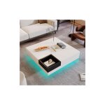 Table de salon, table d'appoint avec bote de rangement amovible, bloc de couleur noir et blanc, 72 72 ...