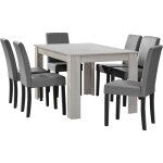 Helloshop26 - table salon salle  manger avec 6 chaises 140 blanc gris