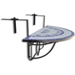 Table suspendue de balcon bleu et blanc mosa�que - inlife