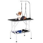 Table de toilettage pour chien / chat / animaux de companie pliante avec potence réglable 2 sangles une ... Table de toilettage pour chien / chat / animaux de companie pliante avec potence réglable 2 sangles une ...