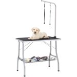 Table de toilettage réglable de chiens avec 2 boucles et panier Table de toilettage réglable de chiens avec 2 boucles et panier