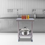 Table de travail en acier inoxydable 2 couches table de cuisine avec roulettes capacit� de charge 300 ...