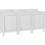 Helloshop26 - table de travail commerciale avec armoire 180 x 60 x 96 cm acier inoxydable Helloshop26 - table de travail commerciale avec armoire 180 x 60 x 96 cm acier inoxydable