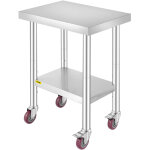 Table de travail cuisine 61x46x86 cm table de travail inox avec roulettes et freins capacite de charge ...