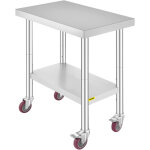 Table de travail cuisine 76x46x86 cm table de travail inox avec roulettes et freins capacite de charge ...
